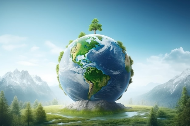 Día Internacional de la Acción Climática Planeta Tierra Protección Ambiental Creada Ai Generativa