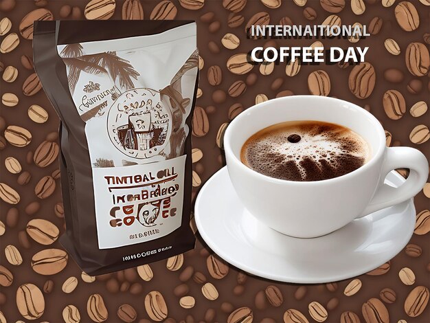día internacional del café café con una taza maravillosa