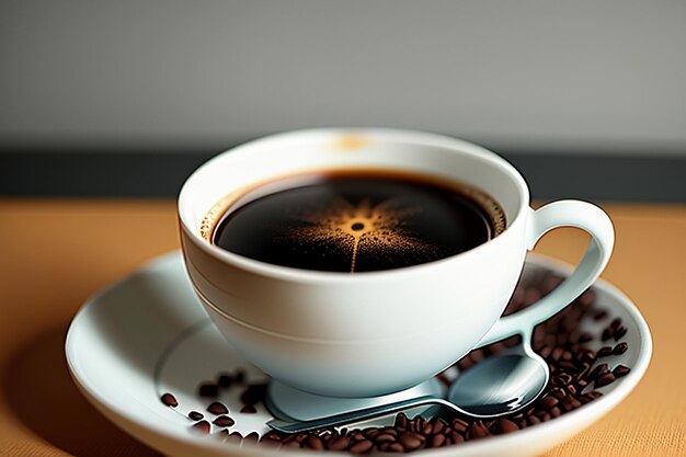 Día internacional del café Delicioso café hermosa decoración con leche Bebidas de té de la tarde de negocios