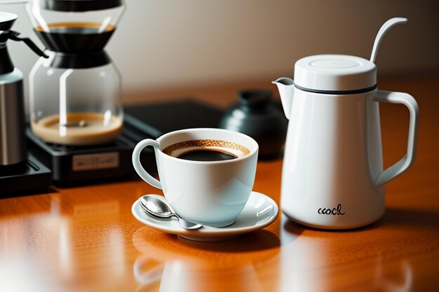 Día internacional del café Delicioso café hermosa decoración con leche Bebidas de té de la tarde de negocios