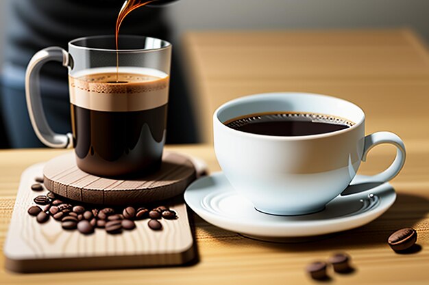 Día internacional del café Delicioso café hermosa decoración con leche Bebidas de té de la tarde de negocios