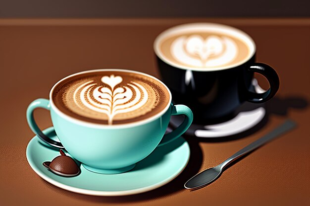 Día internacional del café Delicioso café hermosa decoración con leche Bebidas de té de la tarde de negocios