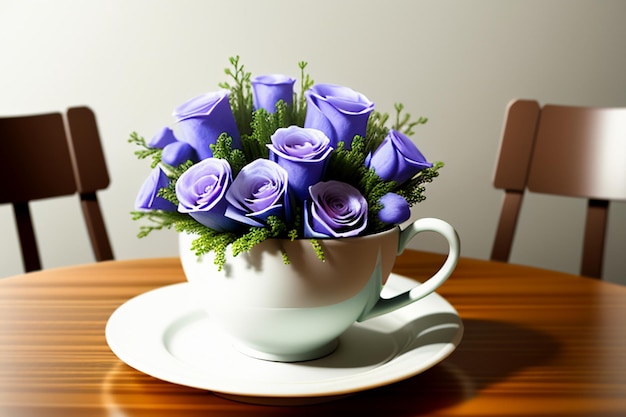 Foto día internacional del café delicioso café y hermosas flores fondo de pantalla romántico