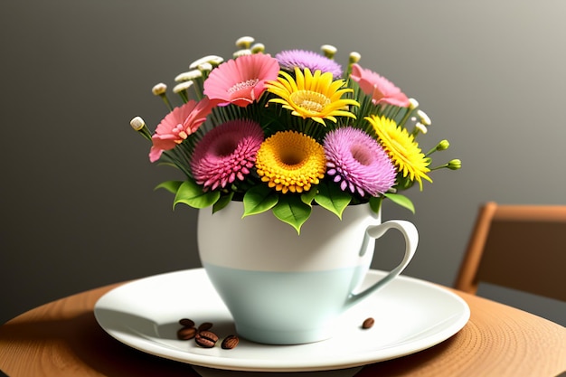 Día internacional del café Delicioso café y hermosas flores fondo de pantalla romántico