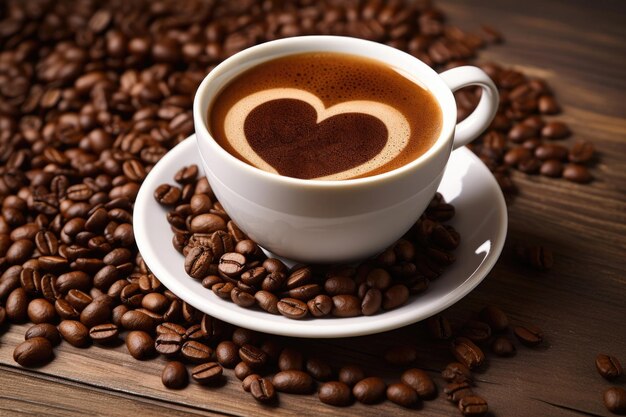 Día Internacional del Café y fondo de granos de café.