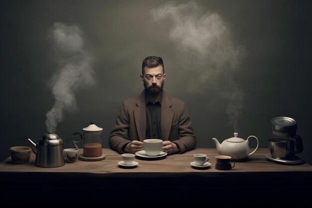 día internacional del café con un hombre