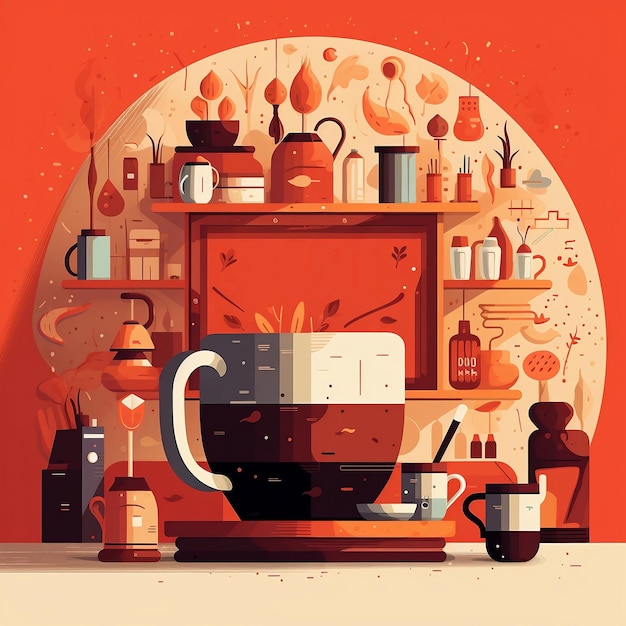 Foto día internacional del café ilustraciones minimalistas de la bebida de café