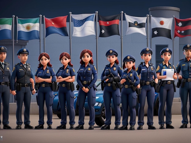 Día Internacional de la Cooperación Policial Una poderosa imagen que representa a policías de diferentes