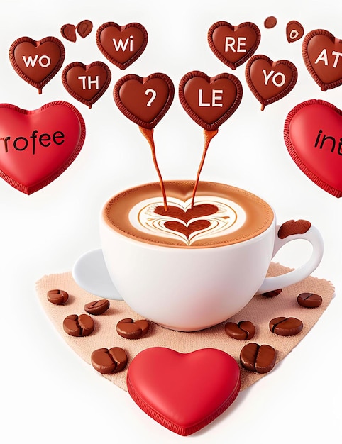 Día internacional de los corazones de café en las bebidas