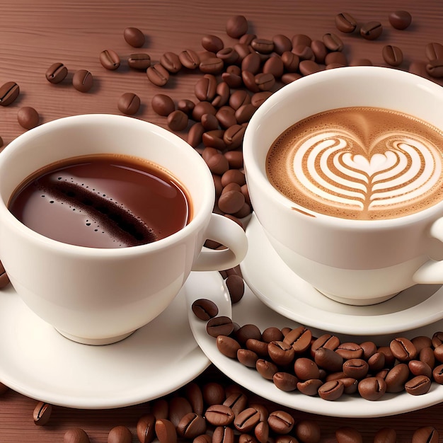 Día internacional de los corazones de café en las bebidas