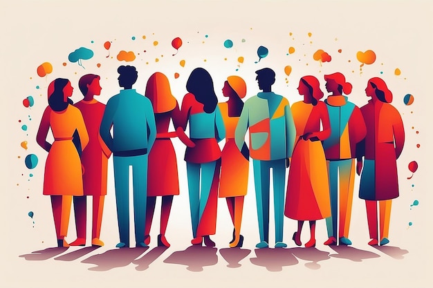 Dia Internacional da Amizade ilustração grupo de pessoas ícone abstrato pessoas multicoloridas