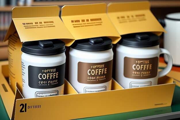 Foto dia internacional do café sacos de café instantâneo fáceis de transportar, ao contrário dos grãos de café artesanais tradicionais