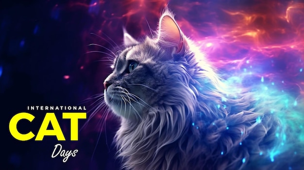 Dia Internacional do Gato com Liquid Dreamy Cat Cuddly Arrogant no escuro