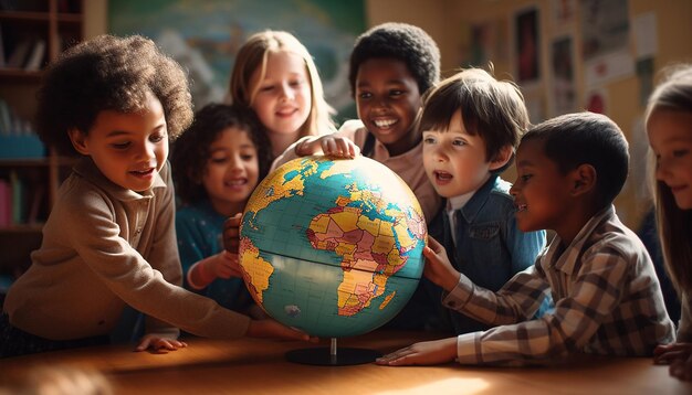 Foto día internacional de la educación un escenario de clase global con estudiantes de diversos orígenes