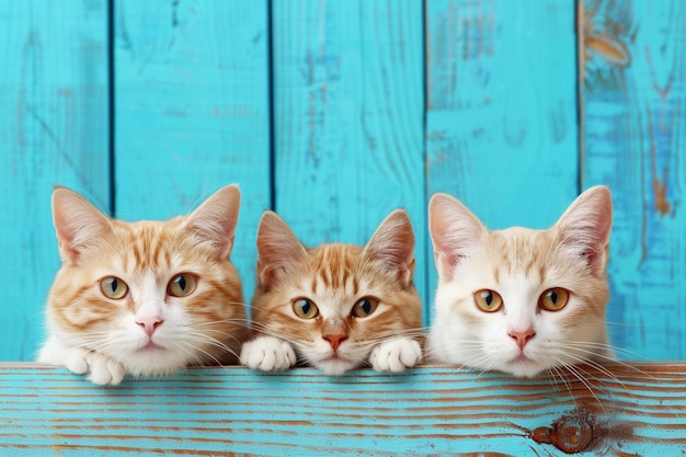 Foto día internacional del gato con gatos en madera maciza con fondo de tosca