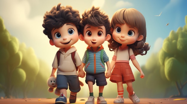 Día Internacional de los Mejores Amigos 8 de junio Cartoon 3D Generativa AI