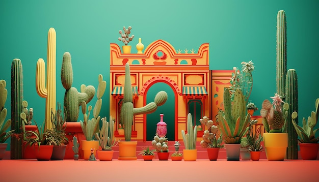 Día internacional mínimo de México con objetos en miniatura Tema de celebración del día nacional