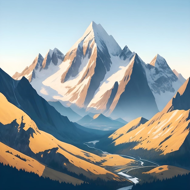 Día Internacional de la Montaña Dibujo Ilustración Montaña arte vectorial Montañas Imagen AI Generar