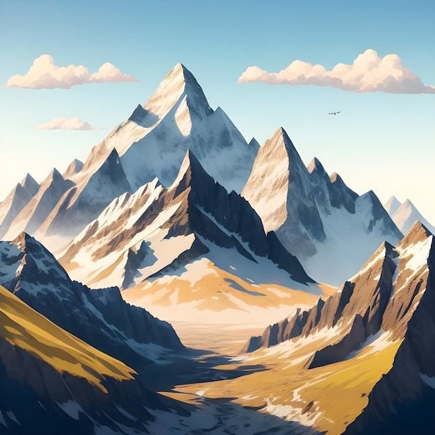 Día Internacional de la Montaña Dibujo Ilustración Montaña arte vectorial Montañas Imagen AI Generar