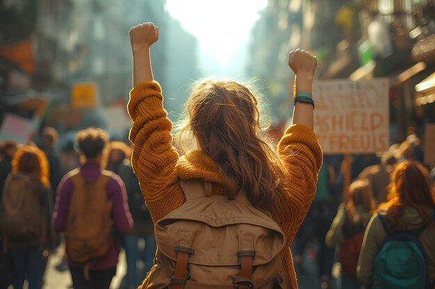 Foto día internacional de la mujer mujeres de diferentes razas levanten el puño para exigir sus derechos