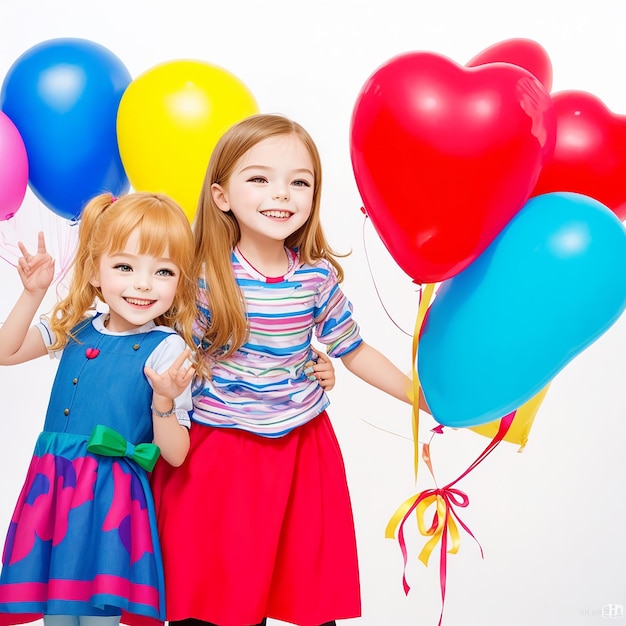 Día Internacional del Niño disfrazado 20 de noviembre Niños felices con imagen colorida de globo de corazón