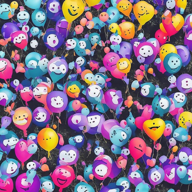 día internacional de la sonrisa o día mundial de la sonrisa con divertidas celebraciones de cumpleaños con globos 3d Gradient bg