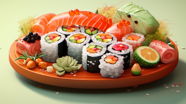El Día Internacional del Sushi 17 de junio: dibujos animados en 3D y IA generativa