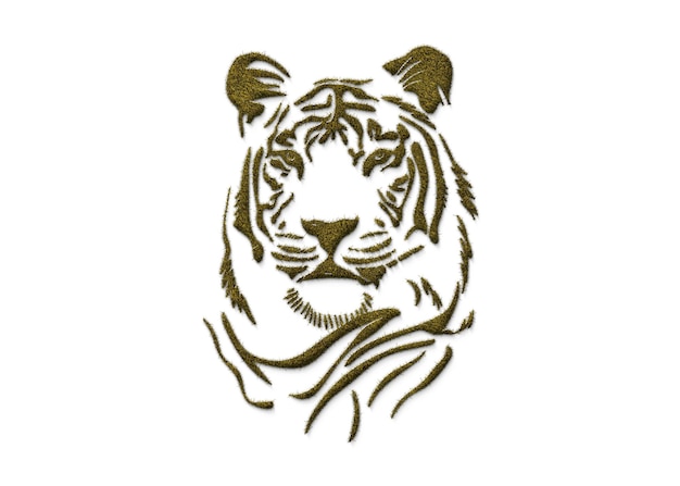 Día Internacional del Tigre 29 de julio. Salva al tigre, salva la naturaleza. Forma de tigre 3D aislada en hierba verde.