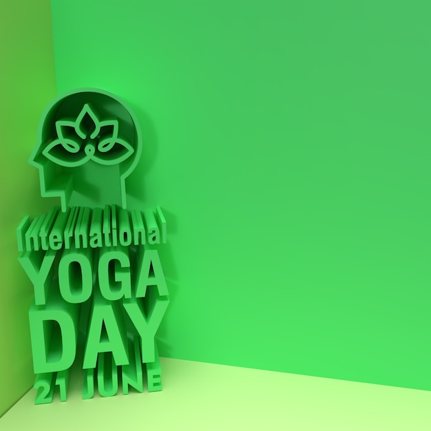 Día Internacional del Yoga 21 de junio banner web ilustración 3D