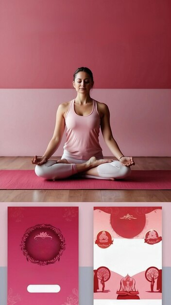 Día Internacional del Yoga Mujer hermosa haciendo yoga en el gimnasio