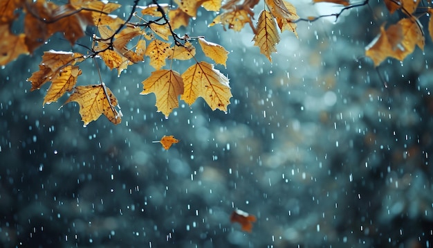 Día lluvioso de llovizna en otoño Fondo y papel tapiz