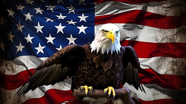 Día de la Memoria Recuerde y honre la bandera de Estados Unidos con fondo de águila