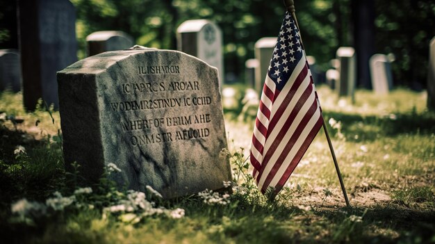 Dia Memorial dos EUA com bandeira americana Generative ai