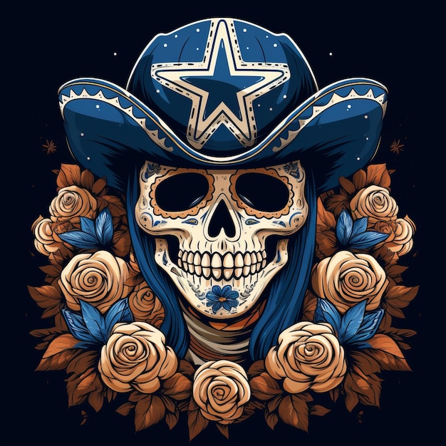 El día de los muertos Un animado dibujo animado de los vaqueros de Dallas