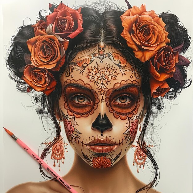 Foto el día de los muertos belleza floral moda