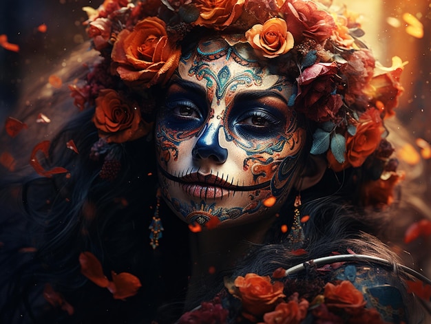 día de los muertos celebración del día de fiesta nacional del día de los muertos maquillaje herencia hispana del cráneo