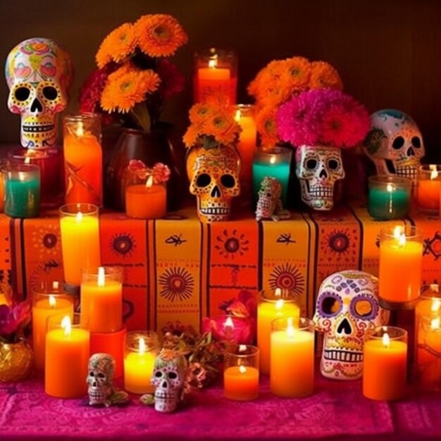 Día de los muertos celebrando la vida de los seres queridos fallecidos