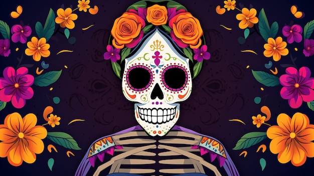 Dia de los muertos cráneo fondo evento wallpaper atributos y tradiciones