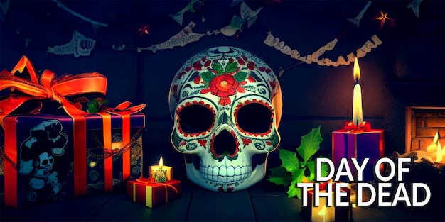 Día de los muertos dia de los muertos banner festivo mexicano festival de la cultura mexicana plano dia de muer