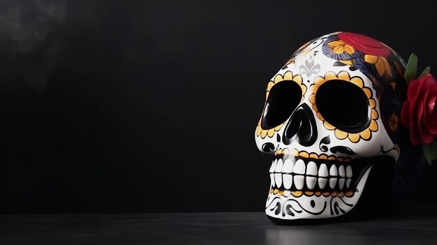 Dia de Los Muertos Día de los muertos con calavera de azúcar generativa ai