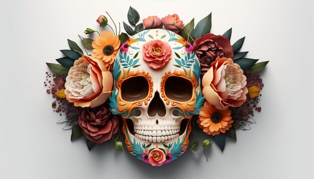 Dia de Los Muertos Día de los muertos con calavera de azúcar generativa ai