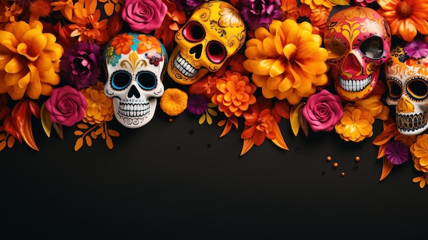 dia de los Muertos dia de los muertos calavera flores