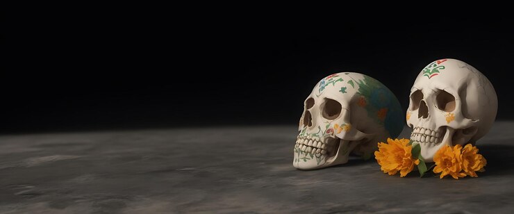 Día de los Muertos El Dia de Muertos Celebración con fondo de calavera