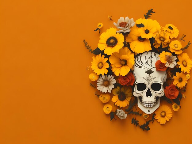 Foto día de los muertos el dia de muertos celebración con fondo de calavera