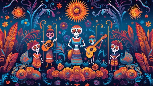 Dia de muertos Dia de los muertos Ilustración AI GenerativexA