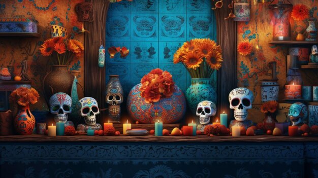 Dia de muertos Dia de los muertos Ilustración AI GenerativexA