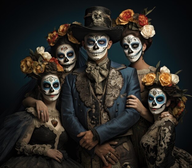 Foto día de los muertos gente calavera