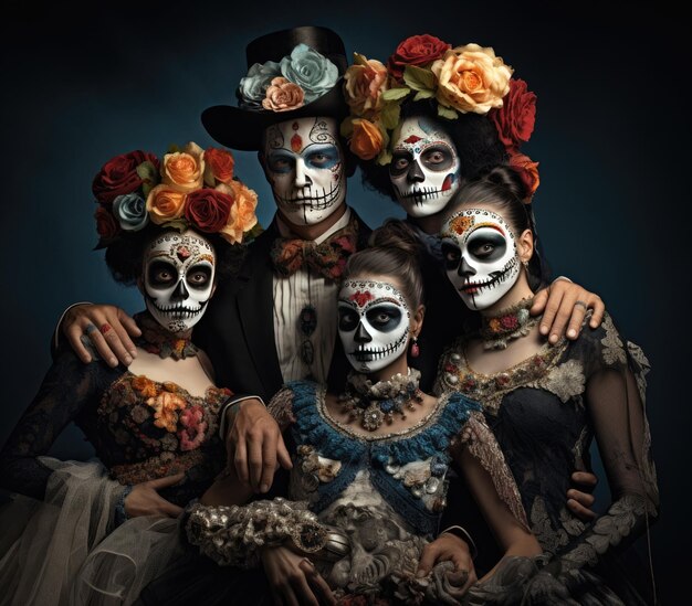 Foto día de los muertos gente calavera