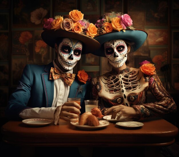 Foto día de los muertos gente calavera