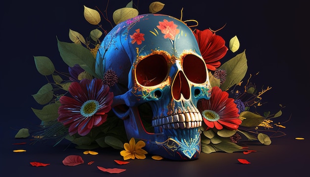 Dia de los muertos ilustración de arte digital IA generativa